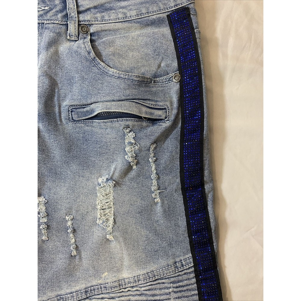 M.Society Politically Incorrect Denim Jean Shorts Size 34 7 Pockets Distressed - Picture 6 of 12